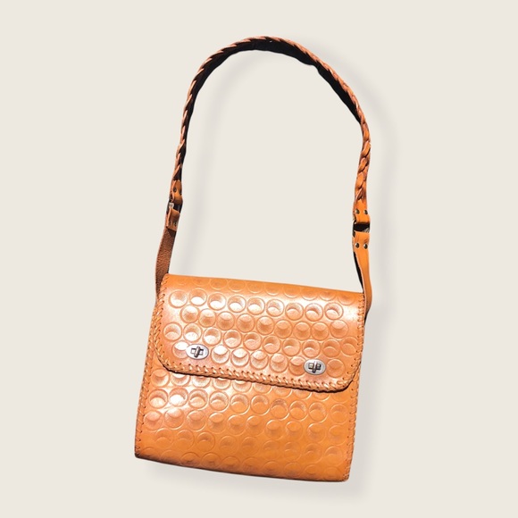 vintage 70s tooled leather crossbody / shoulder bag with braided strap. ☆ - Picture 3 of 5